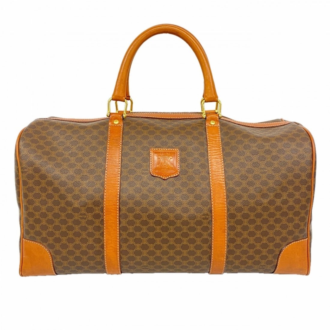 Celine bag, Boston Macadam pattern, brown, for men and women.: --- Catalog ---Category: SizeSize (HxWxD): 24.5cm x 46.5cm x 23cm / 9.64'' x 18.3'' x 9.05''Category: DesignType: Boston bagColor: BrownGender: Men,WomenMaterial: PVC Hardware Color: GoldCategory: Gen