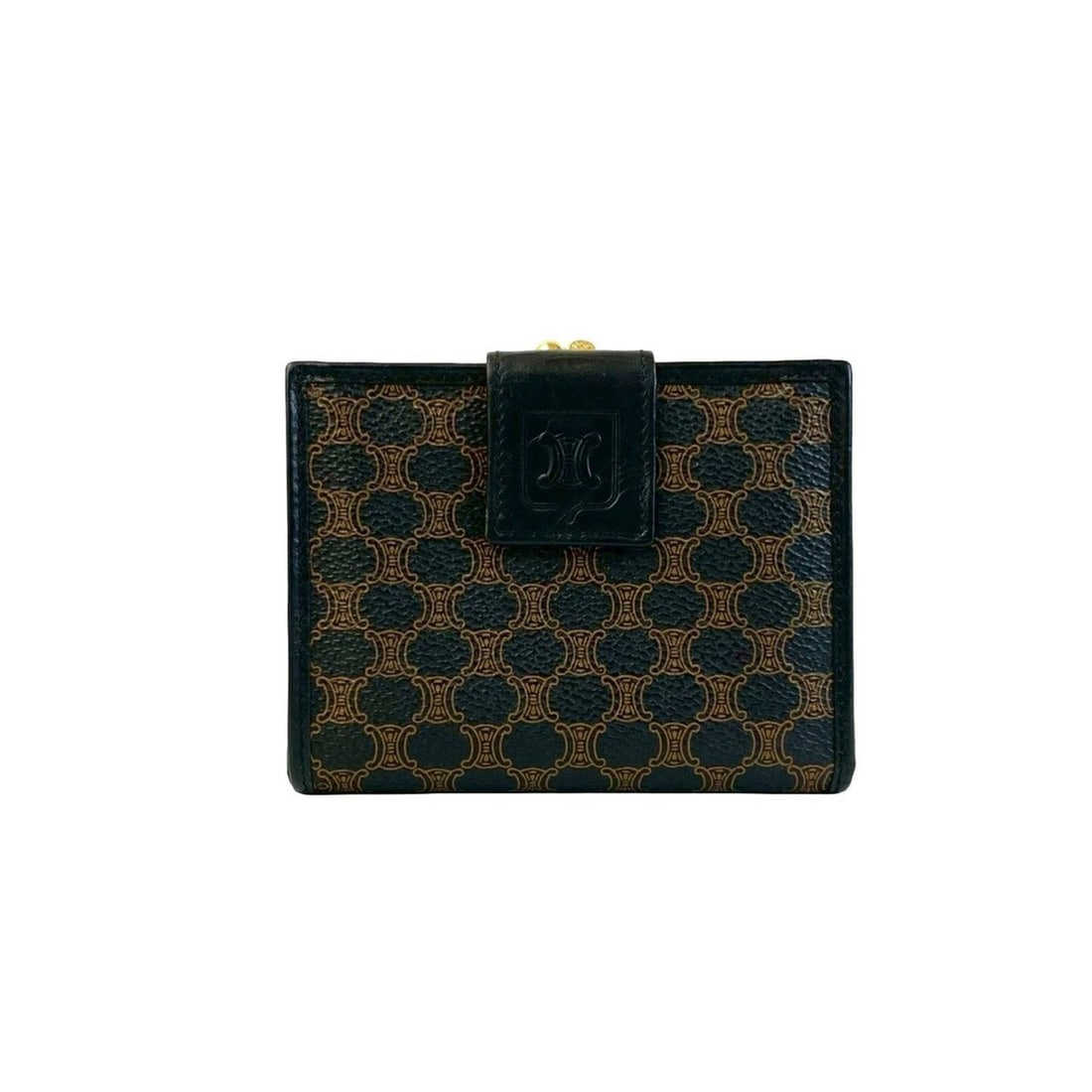 CELINE Vintage Macadam Blazon Pattern Leather Bi-fold Wallet Mini Black Brown 440-7: --- Catalog ---Category: SizeSize (HxWxD): 9cm x 11.5cm x 1.5cm / 3.54'' x 4.52'' x 0.59''Category: DesignType: Wallet (bi-fold)Color: Black, BrownGender: WomenMaterial: PVC , Leather Category: Genera