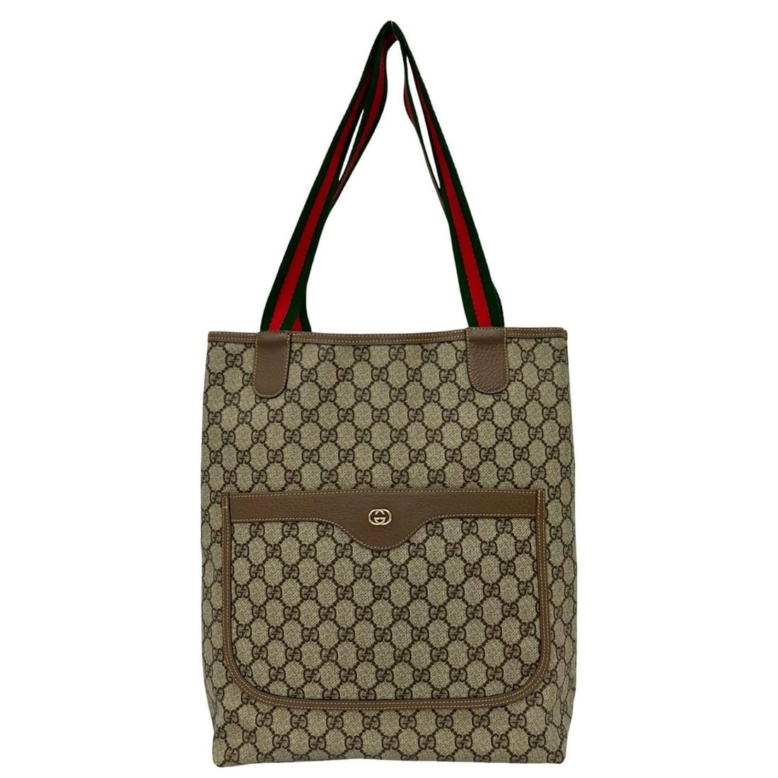 GUCCI (Old Gucci) Sherry Line GG Pattern Leather Tote Bag/Semi-Shoulder Bag, Brown, 82312: --- Catalog ---Category: SizeSize (HxWxD): 36cm x 28cm x 9.5cm / 14.17'' x 11.02'' x 3.74''Category: DesignType: Shoulder bag, Tote bagColor: Brown, Green, Red colorGender: WomenMaterial: Leather , PV
