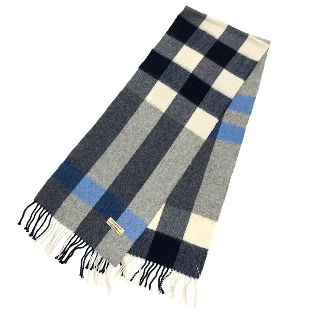 BURBERRY Wool Check Scarf/Stole, Gray x Blue, Unisex.: --- Catalog ---Category: SizeSize (LxW): 30cm x 1.74m / 11.81'' x 68.5''Category: DesignType: StoleColor: Blue, GrayGender: Women,MenMaterial: Wool Category: GeneralBrand: Burberry--- Item List ---Sec