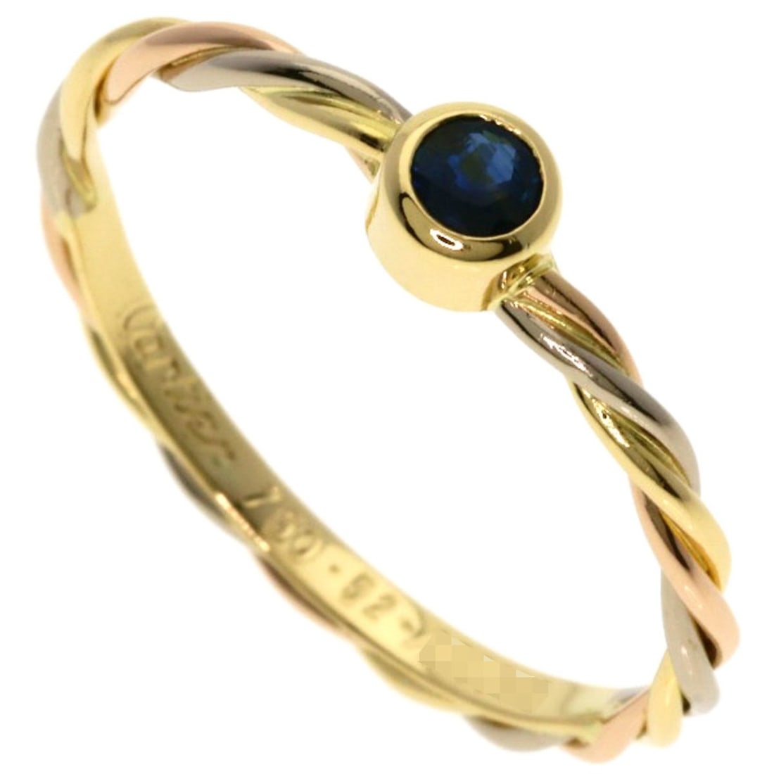 Cartier Twist Sapphire Ring #52, 18K Yellow Gold/18K White Pink Gold, Women's.: --- Catalog ---Category: SizeWeight: 1.6g / 0.05oz.JP Size: 12US Size: 6.5Category: DesignType: Band ringColor: Pink, White, YellowMetal: GoldStone: SapphireGender: WomenMetal Purity: 18KCategory: Gen