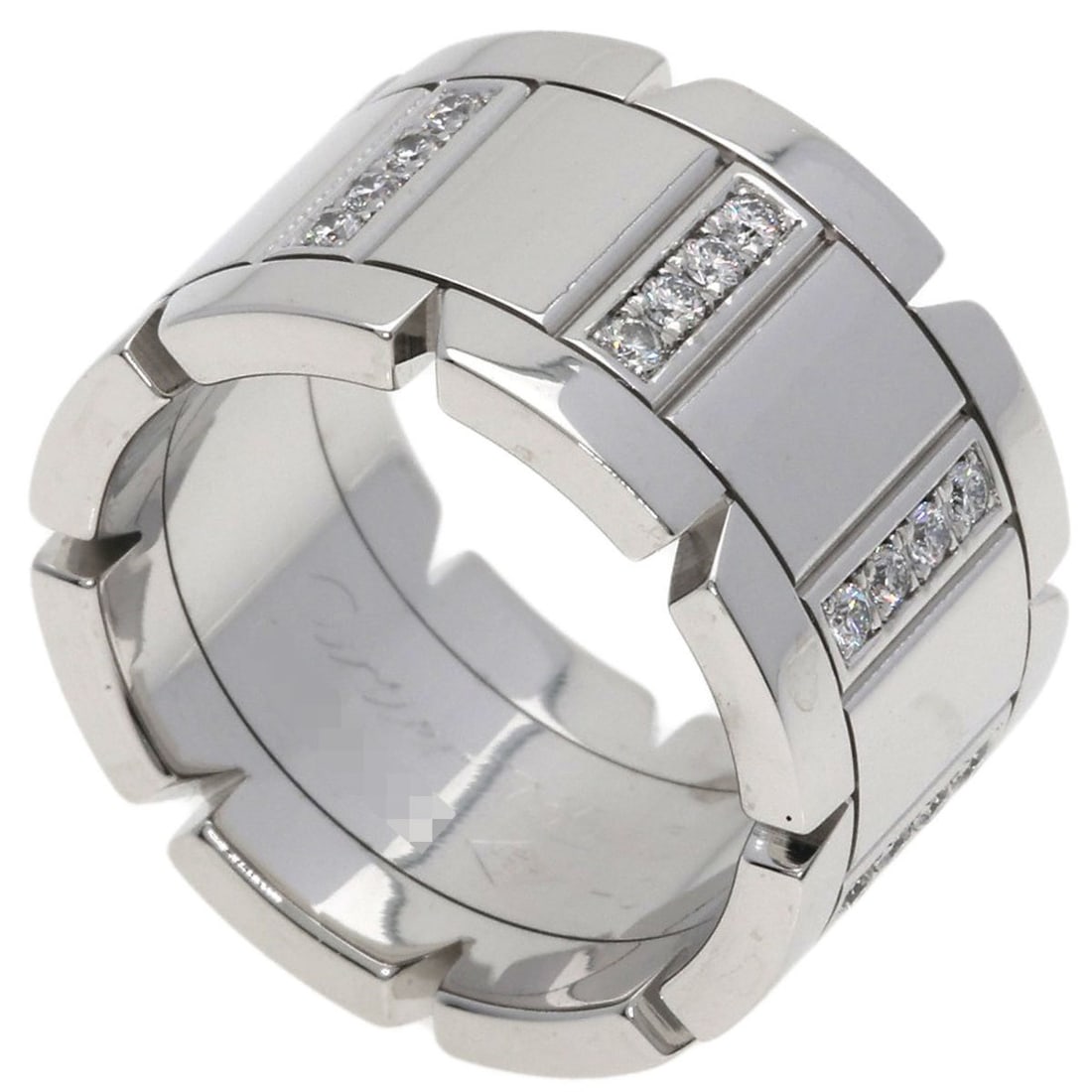 Cartier Tank Française LM Diamond Ring #48, 18K White Gold, Women's.: --- Catalog ---Category: SizeWidth: 11mm / 0.43''Weight: 15.4g / 0.54oz.JP Size: 8US Size: 4.5Category: DesignType: Band ringMetal: White GoldStone: DiamondGender: WomenMetal Purity: 18KCategory: Gene