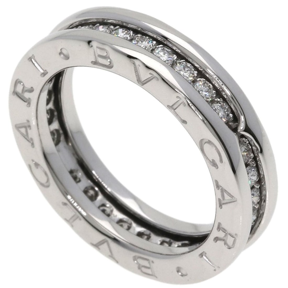 Bvlgari Bulgari B-zero1 1-band full diamond ring, size 47, 18K white gold, women's.: --- Catalog ---Category: SizeWidth: 4.5mm / 0.18''Weight: 5.6g / 0.19oz.JP Size: 7US Size: 4Category: DesignType: Band ringMetal: White GoldStone: DiamondGender: WomenMetal Purity: 18KCategory: Genera