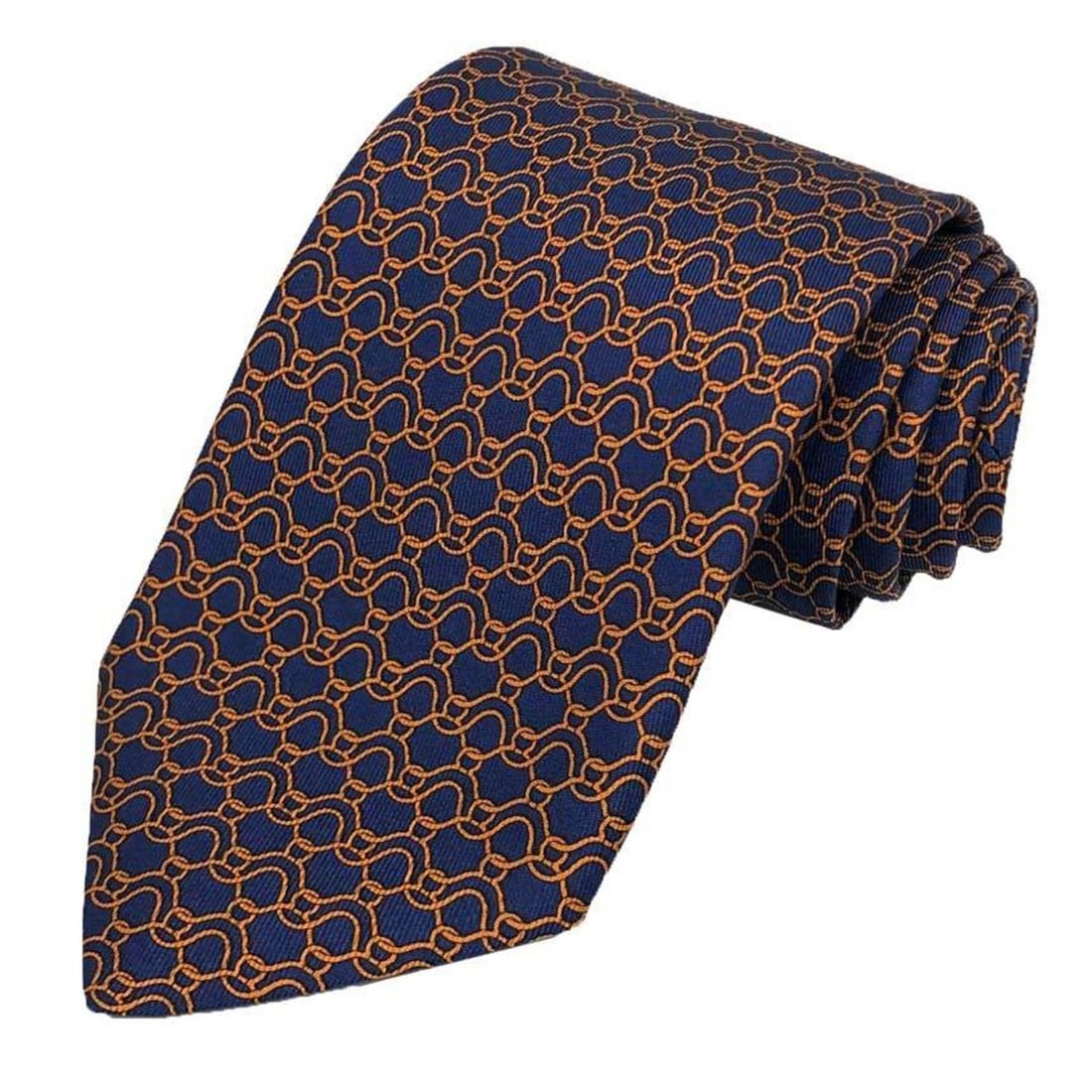 Salvatore Ferragamo tie, 100% silk, navy x orange.: --- Catalog ---Category: SizeWidth: 8cm / 3.14''Category: DesignType: CravatColor: Navy, OrangeGender: MenMaterial: Silk Category: GeneralBrand: Salvatore FerragamoCountry of Origin: Italy--- Item