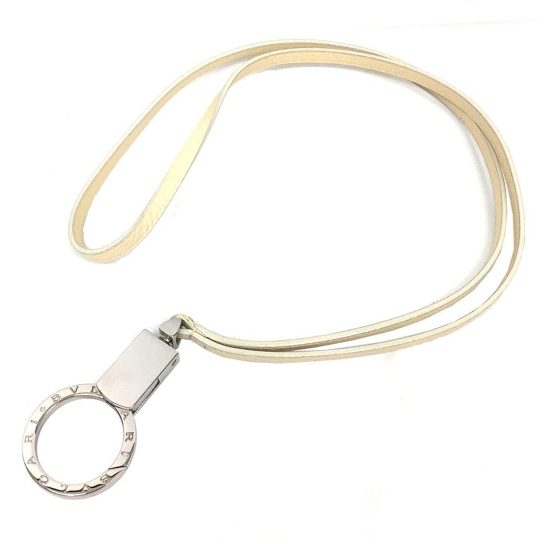 BVLGARI Neck Strap Keyring Keychain Charm Silver x Ivory Men's Women's: --- Catalog ---Category: SizeSize (HxWxD): 45cm x 3.3cm / 17.71'' x 1.29''Category: DesignType: KeyringColor: IvoryGender: Men,WomenMaterial: LeatherCategory: GeneralBrand: BvlgariCountry of Origin: I