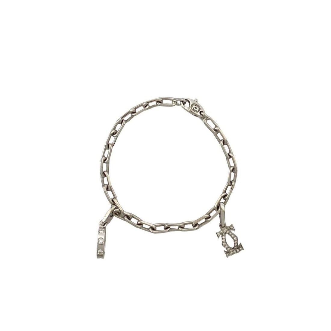 CARTIER Spartacus Bracelet 750 18K Diamond White Gold Chain C2 Love Charm (Set of 2) 33982: --- Catalog ---Category: SizeLength: 18cm / 7.08''Category: DesignType: Charm braceletColor: SilverStone: DiamondGender: WomenMaterial: White goldCategory: GeneralBrand: Cartier--- Item List ---Sectio