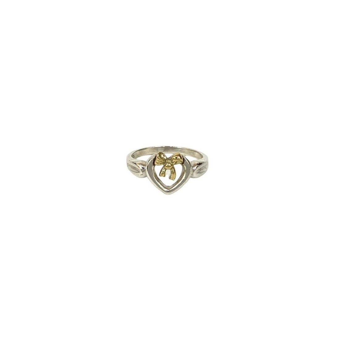 TIFFANY&Co. Tiffany Heart Ribbon Combination Ring, Sterling Silver 925 & 18K Gold, Size 14, 40982: --- Catalog ---Category: SizeJP Size: 14US Size: 7Category: DesignType: Band ringColor: Gold, SilverGender: WomenMaterial: Gold (18K), Silver 925Category: GeneralBrand: Tiffany--- Item List ---Section