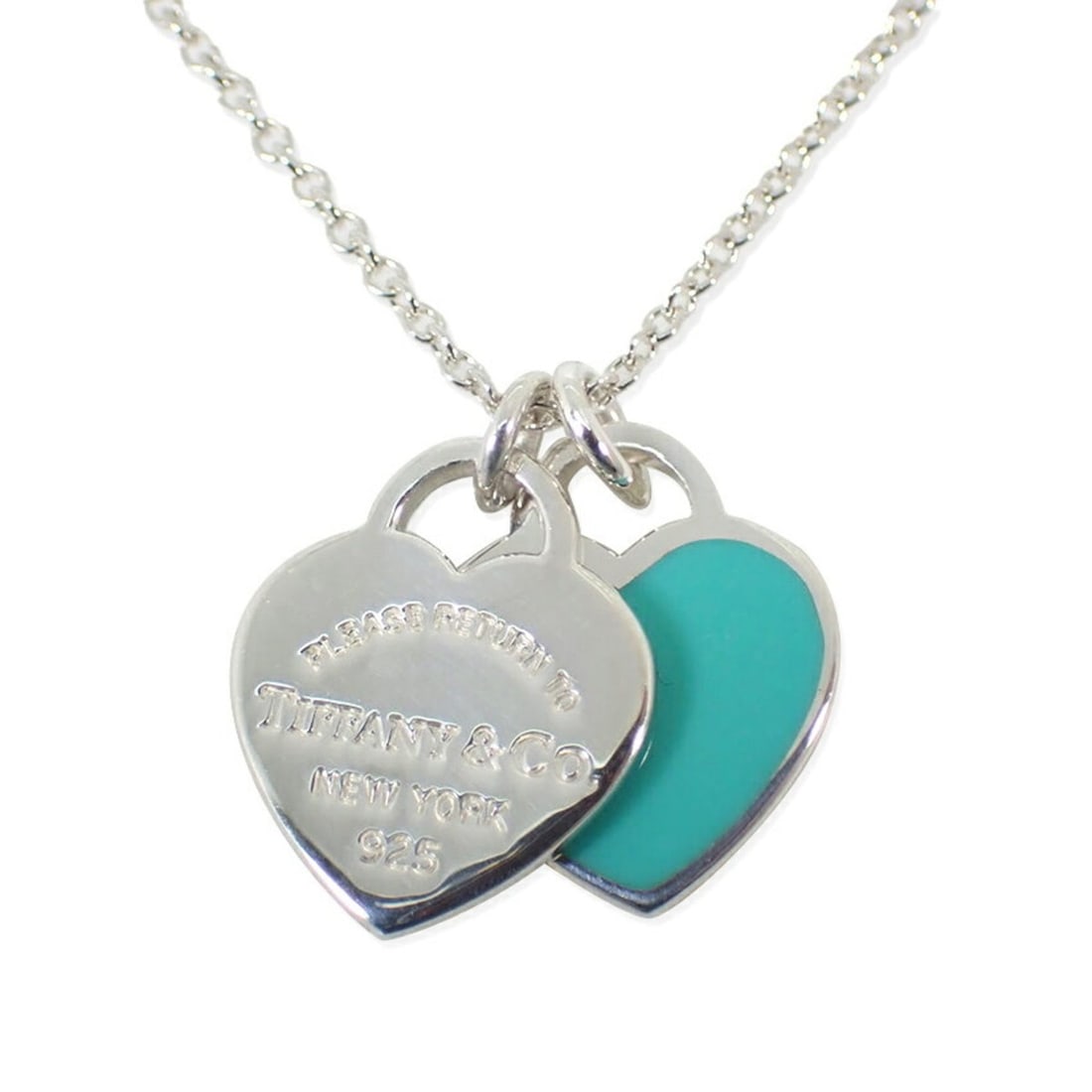 TIFFANY & Co. 925 Enamel Return to Tiffany Double Heart Tag Pendant: --- Catalog ---Category: SizePendant Size: 11.9mm x 10mm / 0.46'' x 0.39''Neck Circumference: 41 cm / 16.14''Category: DesignGender: WomenMaterial: Enamel, Sterling silver 925Necklace Type: NecklaceCa