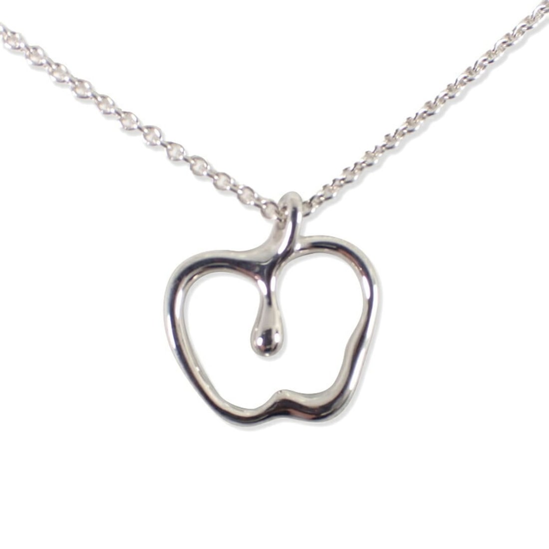 TIFFANY & Co. 925 Apple Pendant Necklace: --- Catalog ---Category: SizePendant Size: 17.5mm x 16.3mm / 0.68'' x 0.64''Neck Circumference: 42 cm / 16.53''Category: DesignGender: WomenMaterial: Sterling silver 925Necklace Type: Pendant necklace