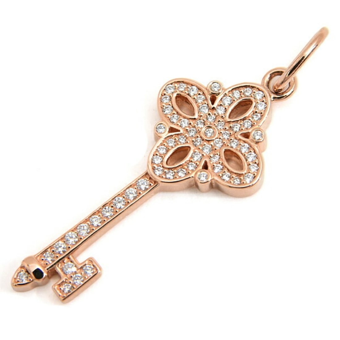 Tiffany & Co. Victoria Key Diamond Pendant for Women, Pink Gold (750PG): --- Catalog ---Category: SizePendant Size: 25.2mm x 10.3mm / 0.99'' x 0.4''Category: DesignColor: Pink goldStone: DiamondGender: WomenMaterial: Pink gold (18K)Necklace Type: PendantCategory: GeneralBr