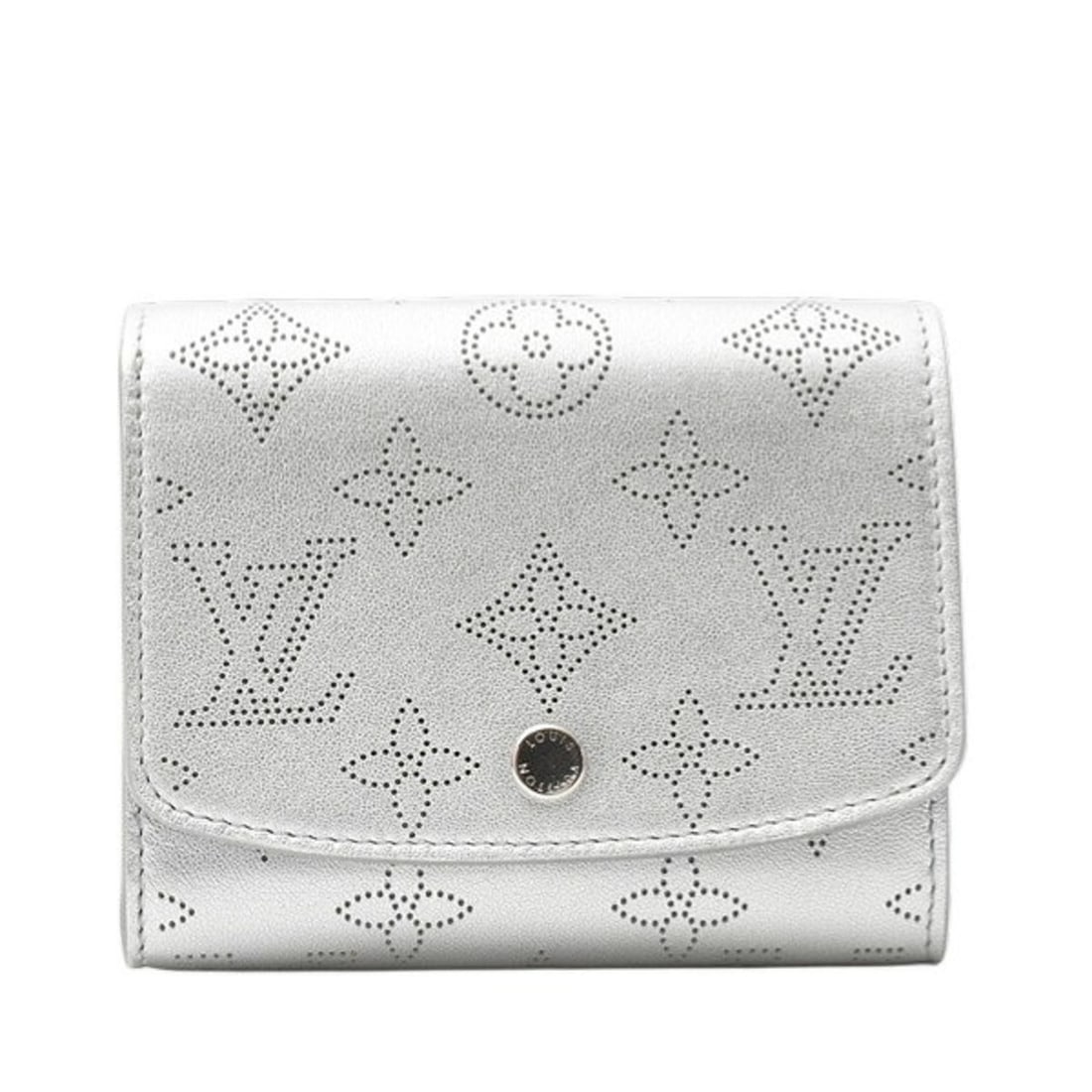 Louis Vuitton Women's Mahina Marie Portefeuille Iris Compact Bi-fold Wallet, Metallic Silver: --- Catalog ---Category: SizeSize (HxWxD): 9.5cm x 12cm x 3cm / 3.74'' x 4.72'' x 1.18''Category: DesignType: Wallet (bi-fold)Color: Iris, Metallic silverGender: WomenCategory: GeneralMPN: M26706Brand