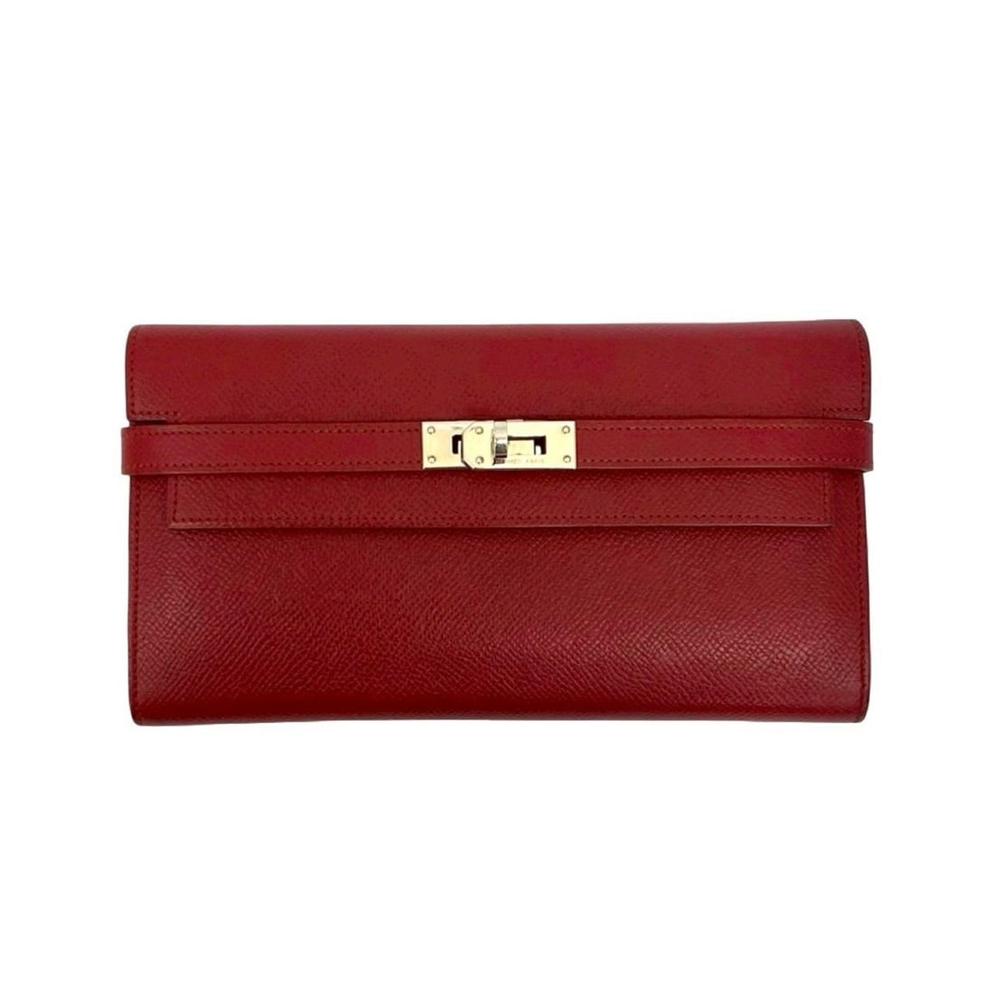 ?N stamp HERMES Kelly Wallet Long Veau Epsom Leather Bi-fold Ruby 2506a: --- Catalog ---Category: SizeSize (HxWxD): 11cm x 20cm x 2cm / 4.33'' x 7.87'' x 0.78''Category: DesignType: Long wallet (bi-fold)Color: Red colorGender: WomenMaterial: Epsom leather Category: General