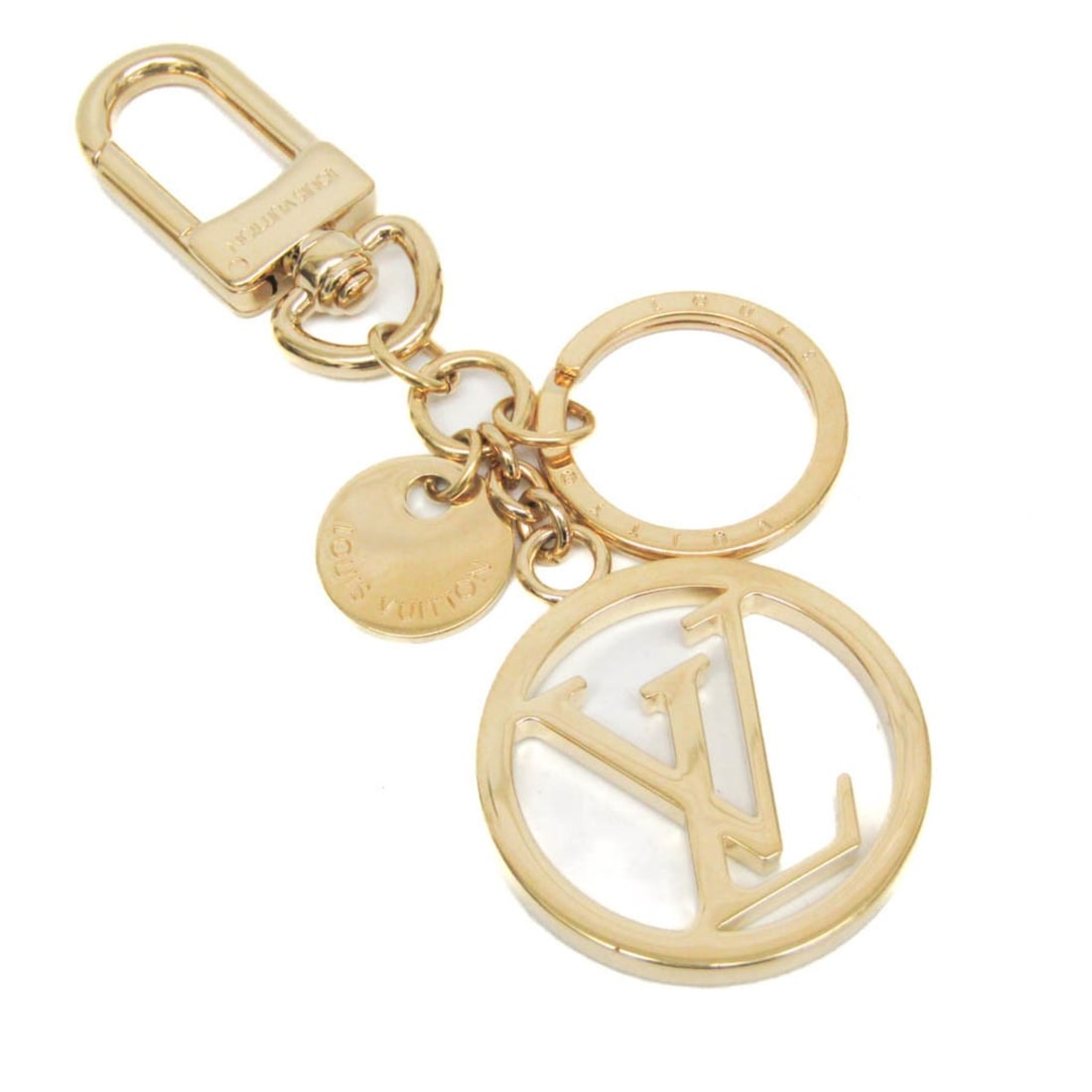 Louis Vuitton Bag Charm LV Circle M68000 Keyring (Gold): --- Catalog ---Category: SizeSize (HxWxD): 11cm x 3.8cm / 4.33'' x 1.49''Ring Diameter: 2.6cm / 1.02''Category: DesignType: KeyringColor: GoldGender: Men,WomenMaterial: MetalCategory: GeneralBrand: Lo