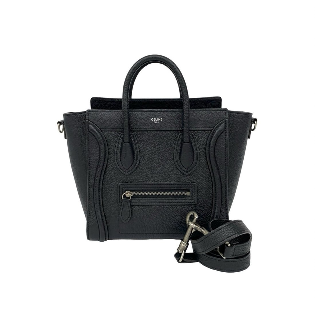 CELINE Luggage Nano Shopper Leather 2-way Handbag/Shoulder Bag/Mini Tote Bag, Black, 37507: --- Catalog ---Category: SizeSize (HxWxD): 19cm x 20cm x 10cm / 7.48'' x 7.87'' x 3.93''Category: DesignType: Handbag, Shoulder bag, Tote bagColor: BlackGender: WomenMaterial: Leather Category: Genera