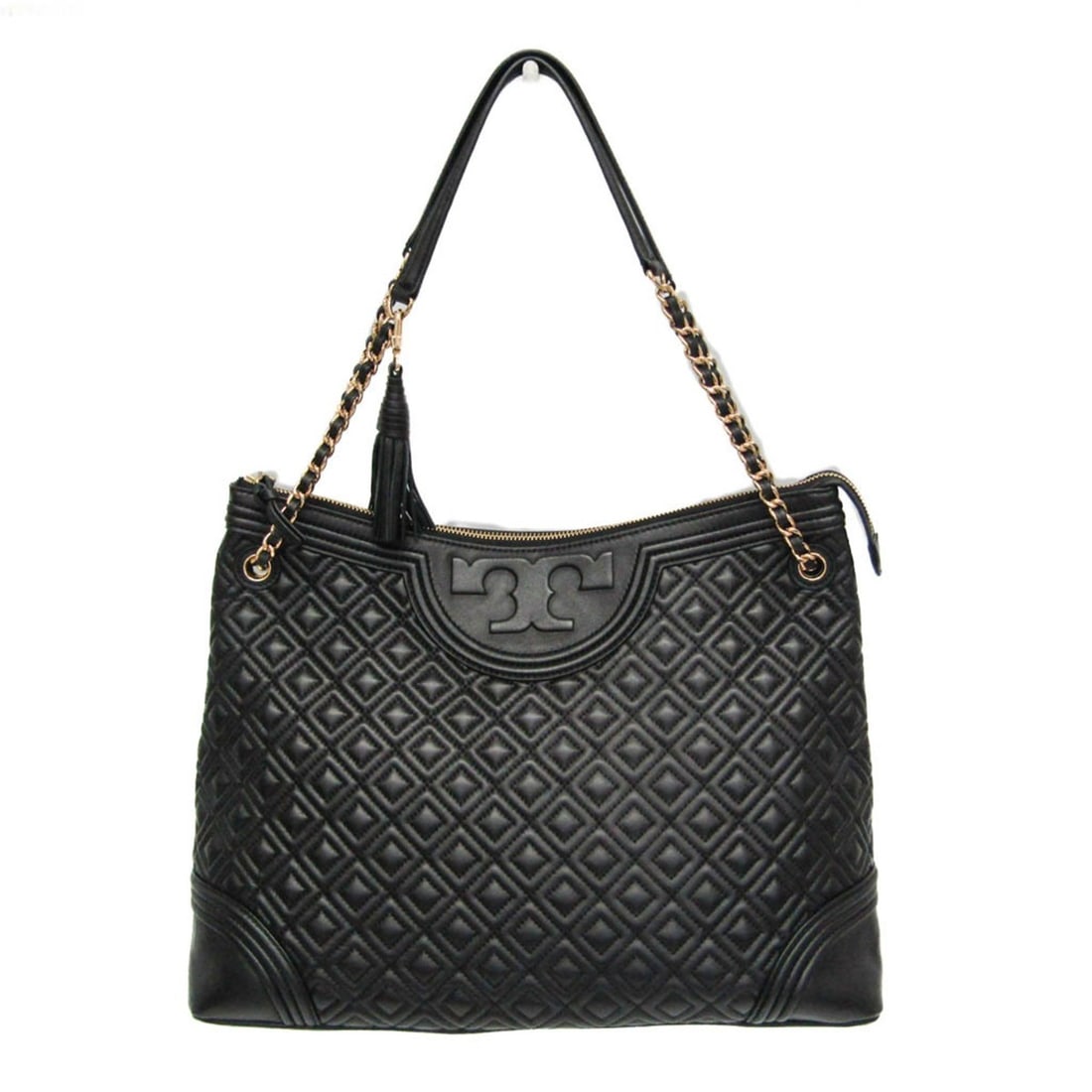 Tory Burch Quilted Chain Shoulder Bag Women's Leather Tote Bag Black: --- Catalog ---Category: SizeSize (HxWxD): 30cm x 39cm x 13.5cm / 11.81'' x 15.35'' x 5.31''Strap Length: 69cm - 100cm / 27.16'' - 39.36''Category: DesignType: Tote bagColor: BlackGender: WomenClosure