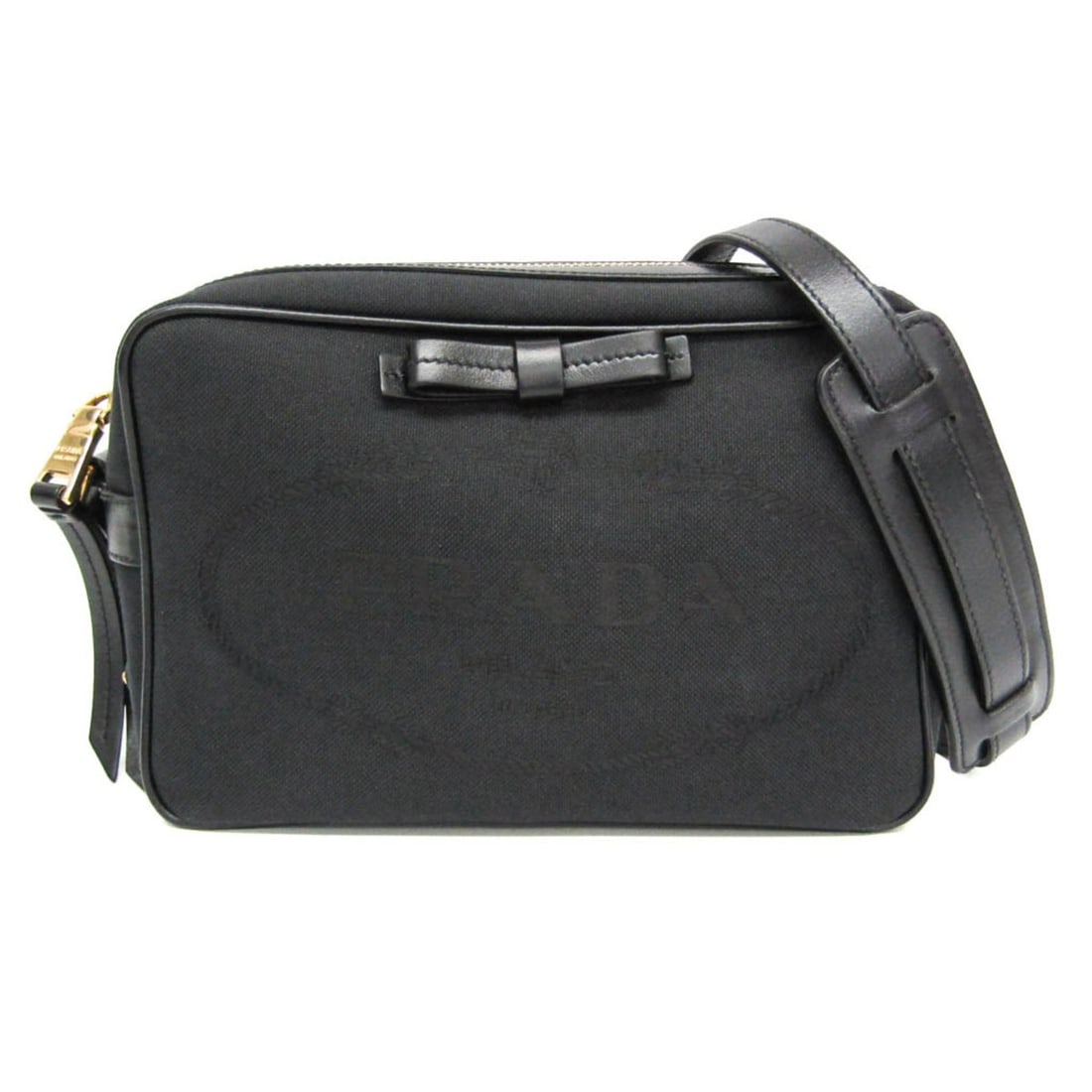 Prada LOGO JACQUARD 1BH089 Women's Jacquard,Leather Shoulder Bag Black: --- Catalog ---Category: SizeSize (HxWxD): 15cm x 22cm x 8cm / 5.9'' x 8.66'' x 3.14''Strap Length: 120cm - 130cm / 47.24'' - 51.18''Category: DesignType: Shoulder bagColor: BlackGender: WomenClosure: