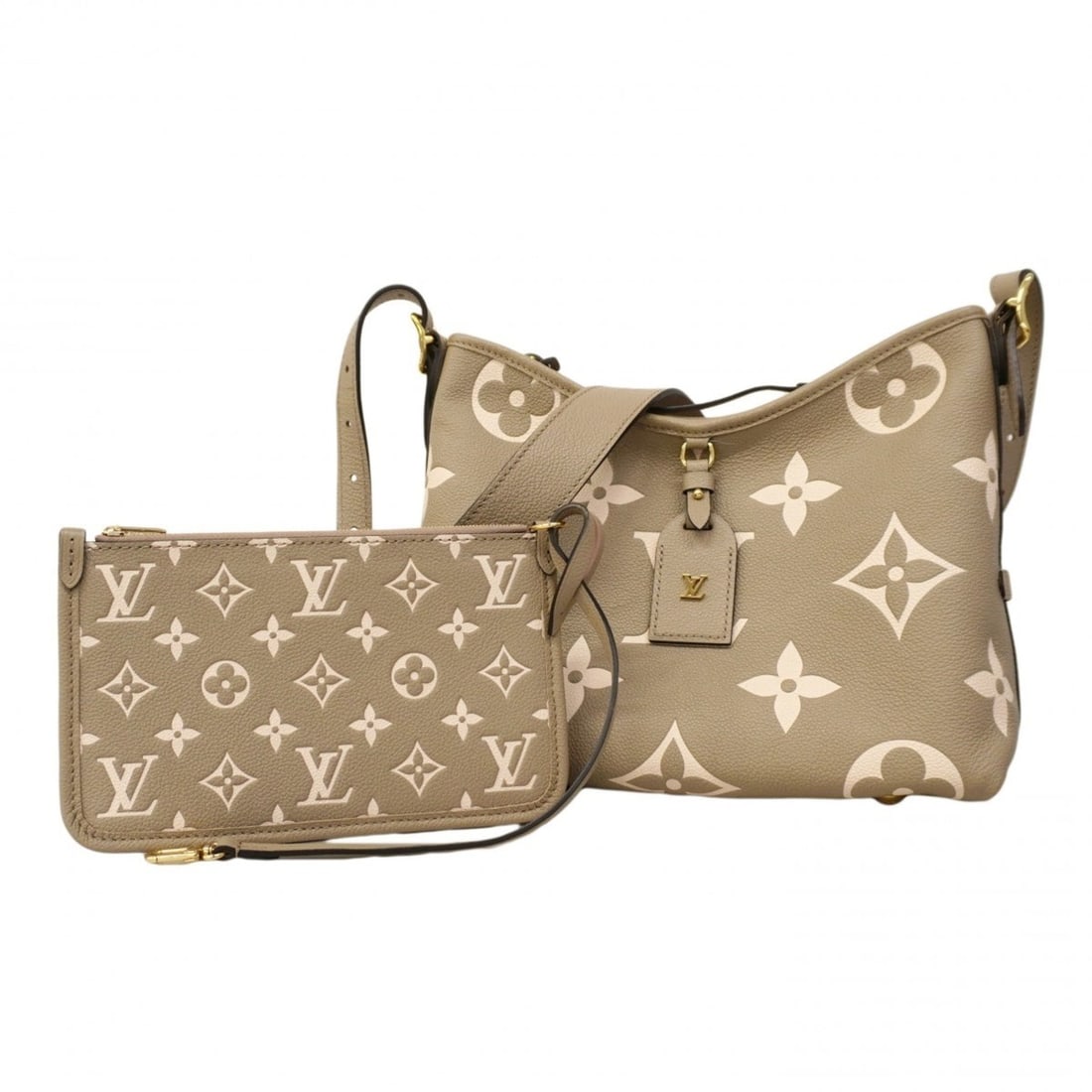 Louis Vuitton Monogram Empreinte Bicolor Carryall Zip NM PM Shoulder Bag M47180, Turtlefield: --- Catalog ---Category: SizeSize (HxWxD): 19cm x 28cm x 12cm / 7.48'' x 11.02'' x 4.72''Category: DesignType: Shoulder bagColor: Cream, TourterelleGender: WomenCategory: GeneralMPN: M47180Brand: