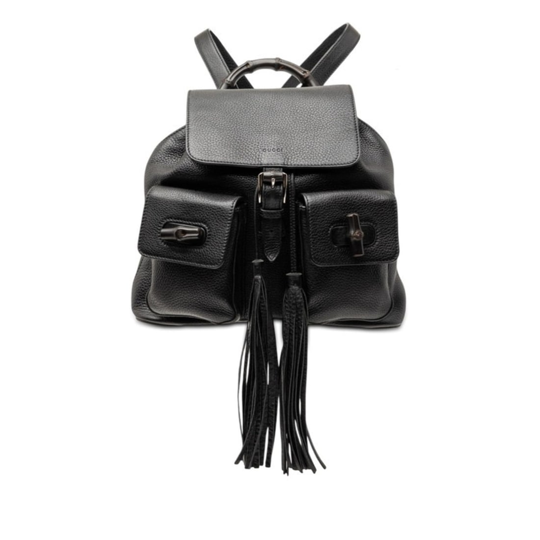 Gucci Bamboo Tassel Backpack 370833 Black Leather Women's GUCCI: --- Catalog ---Category: SizeHandle Drop: 8.50cm / 3.35''Size (HxWxD): 30.5cm x 31cm x 9cm / 12'' x 12.2'' x 3.54''Strap Length: 66cm / 25.98''Category: DesignType: BackpackColor: BlackGender: WomenCl