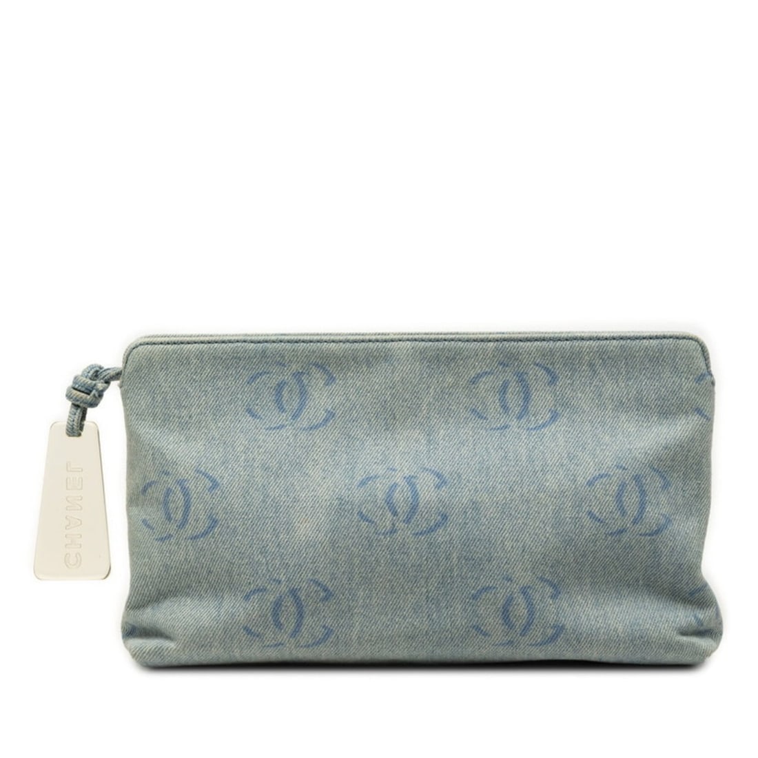 Chanel Coco Mark Clutch Bag, Second Light Blue Denim, Women's CHANEL: --- Catalog ---Category: SizeSize (HxWxD): 15.5cm x 26cm x 5.5cm / 6.1'' x 10.23'' x 2.16''Category: DesignType: Clutch bagColor: Light blueGender: WomenClosure: ZipperMaterial: Denim Inner Pocket: Zi