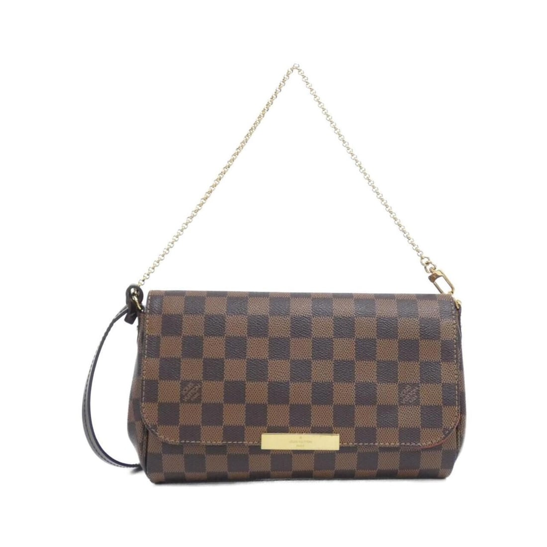 Louis Vuitton Damier Favorite MM N41129 Shoulder Bag: --- Catalog ---Category: SizeSize (HxWxD): 15cm x 24cm x 4cm / 5.9'' x 9.44'' x 1.57''Category: DesignType: Shoulder bagColor: EbeneGender: WomenMaterial: Coated canvas Hardware Color: GoldCategory: G