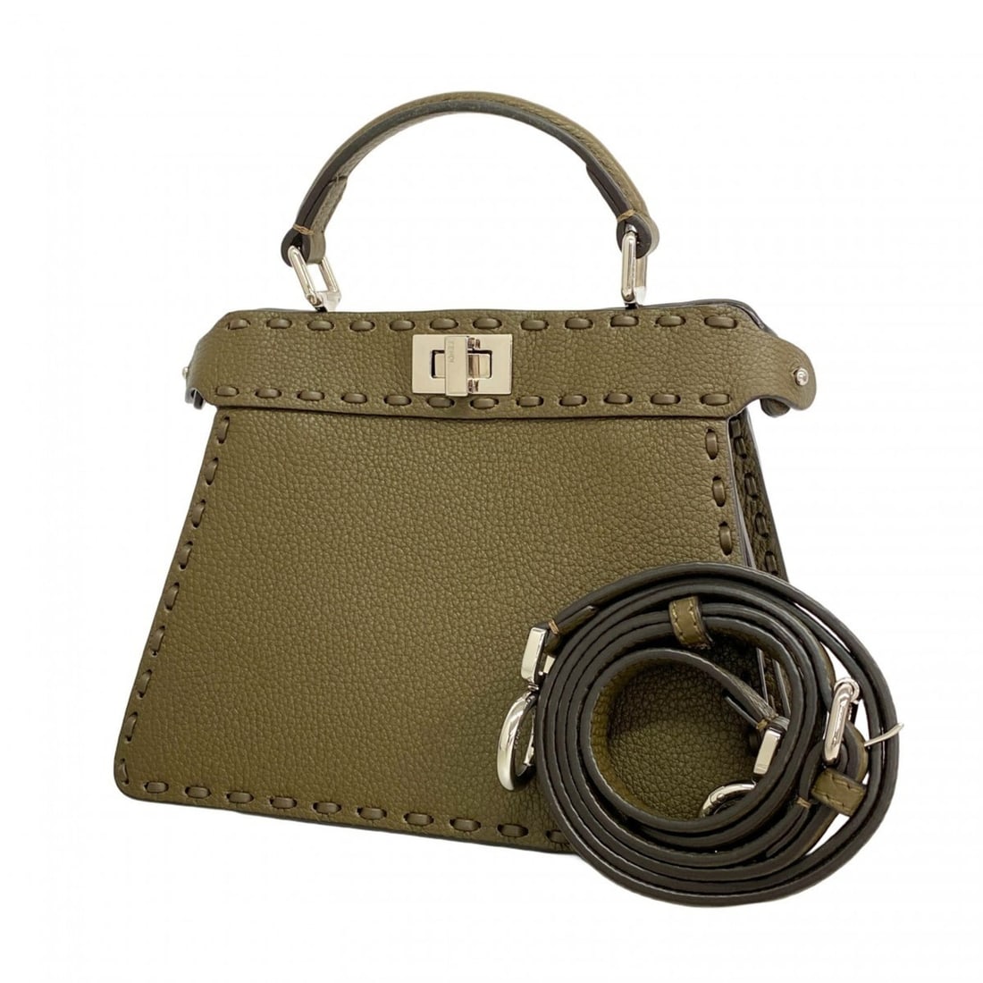 Fendi Selleria Peekaboo I.U. Leather Handbag, Brown, 2-way Bag for Women: --- Catalog ---Category: SizeSize (HxWxD): 15.5cm x 20cm x 11cm / 6.1'' x 7.87'' x 4.33''Category: DesignType: HandbagColor: BrownGender: WomenMaterial: Leather Hardware Color: SilverCategory: General