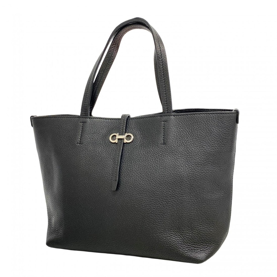 Salvatore Ferragamo Gancini Leather Tote Bag, Black, Women's: --- Catalog ---Category: SizeSize (HxWxD): 21.5cm x 26cm x 11cm / 8.46'' x 10.23'' x 4.33''Category: DesignType: Tote bagColor: BlackGender: WomenMaterial: Leather Hardware Color: SilverCategory: Gene