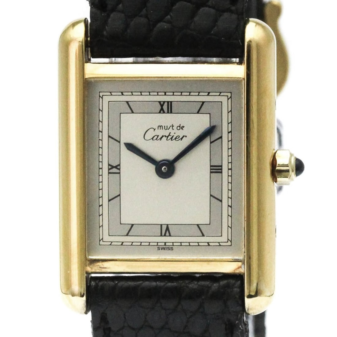 CARTIER Must Tank Gold Plated Leather Quartz Ladies Watch 366001: --- Catalog ---Category: SizeCase Diameter: 20mm / 0.79''Category: DesignType: WristwatchStyle: Dress/FormalGender: WomenColor (Dial): SilverMaterial (Band): LeatherMaterial (Case): Gold platedCategor