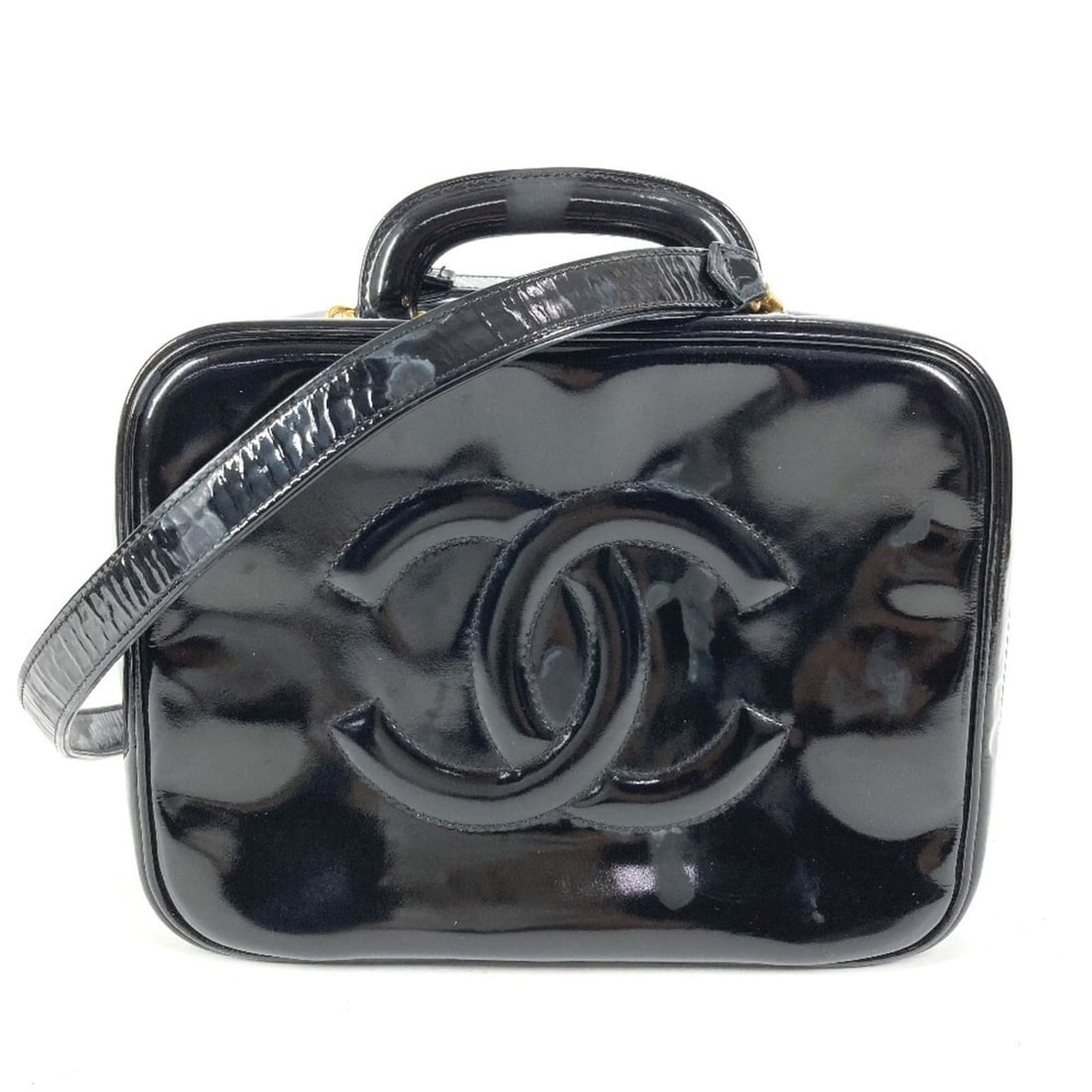 CHANEL Chanel 2-Way Bag CC Coco Mark Logo Vanity Shoulder Box Handbag Enamel Women's Black: --- Catalog ---Category: SizeSize (HxWxD): 18cm x 23.5cm x 10cm / 7.08'' x 9.25'' x 3.93''Category: DesignType: Handbag, Shoulder bag, Vanity bagColor: BlackGender: WomenMaterial: Leather Hardware Col