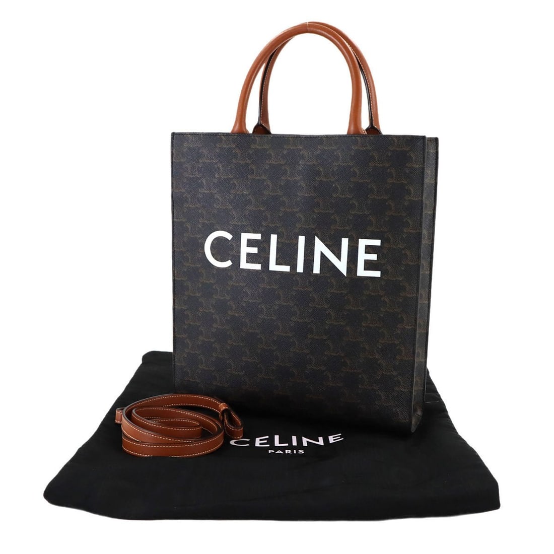 Celine Triomphe Small Vertical Cabas 2-way Tote Shoulder Handbag Leather Tan 191542BZK: --- Catalog ---Category: SizeSize (HxWxD): 32cm x 28cm x 7.5cm / 12.59'' x 11.02'' x 2.95''Category: DesignType: Handbag, Tote bagColor: BrownGender: WomenMaterial: PVC , Leather Category: GeneralMPN: