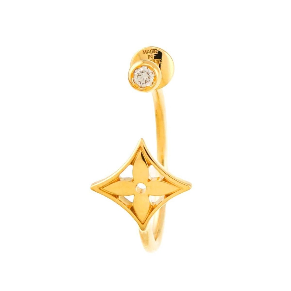 Louis Vuitton Monogram Idylle Creole XS Pierced Earring with Diamond, 18K Yellow Gold (750), Single: --- Catalog ---Category: SizeSize (HxWxD): 22.40mm x 10.00mm / 0.88'' x 0.39''Category: DesignType: Stud earringsGender: WomenMaterial: Yellow gold (18K)Single earring: YesCategory: GeneralBrand: Loui