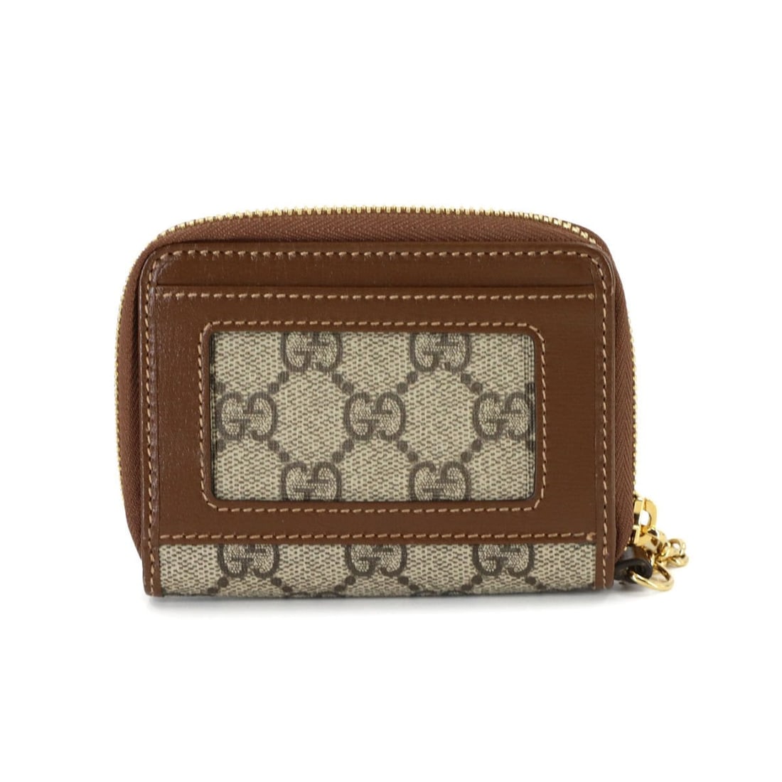 Gucci Interlocking G Zip Wallet with Key Hook, Card Case/Business Holder, GG Supreme Canvas Leather,: --- Catalog ---Category: SizeSize (HxWxD): 9cm x 11.5cm x 2cm / 3.54'' x 4.52'' x 0.78''Category: DesignType: Wallet (bi-fold)Color: Beige, BrownGender: WomenMaterial: GG Supreme , Leather Category: G