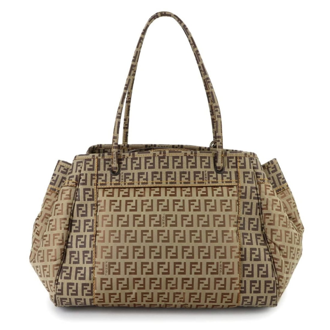 Fendi Zucchino Tote Handbag, Nylon, Beige/Brown, 8BN174, Gunmetal Hardware.: --- Catalog ---Category: SizeSize (HxWxD): 22cm x 32cm x 18.5cm / 8.66'' x 12.59'' x 7.28''Category: DesignType: Handbag, Tote bagColor: Beige, BrownGender: WomenMaterial: PVC , Nylon Category: Genera