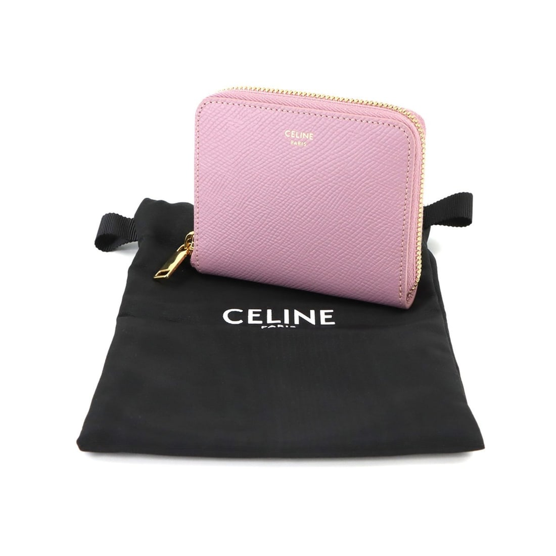 Celine Small Zip Wallet, Compact Leather Pink, 10L203BEL, Gold Hardware.: --- Catalog ---Category: SizeSize (HxWxD): 9cm x 11cm x 2.5cm / 3.54'' x 4.33'' x 0.98''Category: DesignType: Wallet (bi-fold)Color: PinkGender: WomenMaterial: Leather Category: GeneralMPN: 10L203BELB