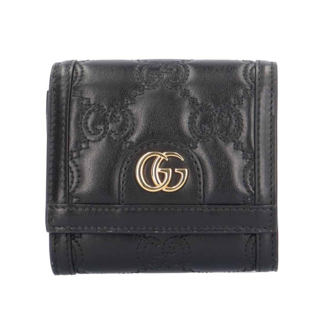 Gucci business card holder/card case wallet, GG Matelassé bi-fold leather, 723799, women's,: --- Catalog ---Category: SizeSize (HxWxD): 10cm x 11cm x 4cm / 3.93'' x 4.33'' x 1.57''Category: DesignType: Wallet (bi-fold)Color: BlackGender: WomenMaterial: Leather Category: GeneralMPN: 723799Bran