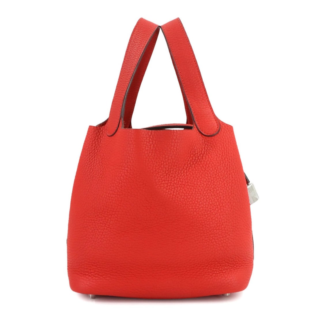 Hermes Picotin Lock 18 PM Handbag, Taurillon Clemence Leather, Rouge Tomato, X Stamp, Silver: --- Catalog ---Category: SizeSize (HxWxD): 17.5cm x 18cm x 13.5cm / 6.88'' x 7.08'' x 5.31''Category: DesignType: HandbagColor: Red colorGender: WomenMaterial: Taurillon clemence leather Category: Gen