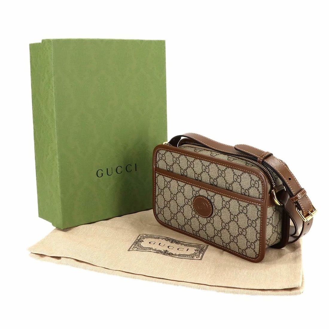 Gucci GUCCI Interlocking G Mini Shoulder Handbag GG Supreme Leather Beige Brown 658572 Bag With: --- Catalog ---Category: SizeSize (HxWxD): 14cm x 22cm x 6.5cm / 5.51'' x 8.66'' x 2.55''Category: DesignType: Handbag, Shoulder bagColor: Beige, BrownGender: WomenMaterial: GG Supreme , Leather Categ