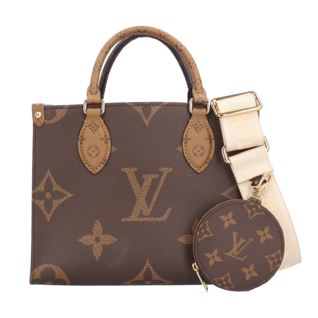 Louis Vuitton OnTheGo PM Giant Monogram Shoulder Bag, Canvas M46373 Brown, Women's, Used, 2-way: --- Catalog ---Category: SizeWeight: 690g / 1.52lb.Size (HxWxD): 19cm x 24cm x 10.5cm / 7.48'' x 9.44'' x 4.13''Strap Length: 77cm - 114cm / 30.31'' - 44.88''Handle Length: 26cm / 10.23''Category: Des