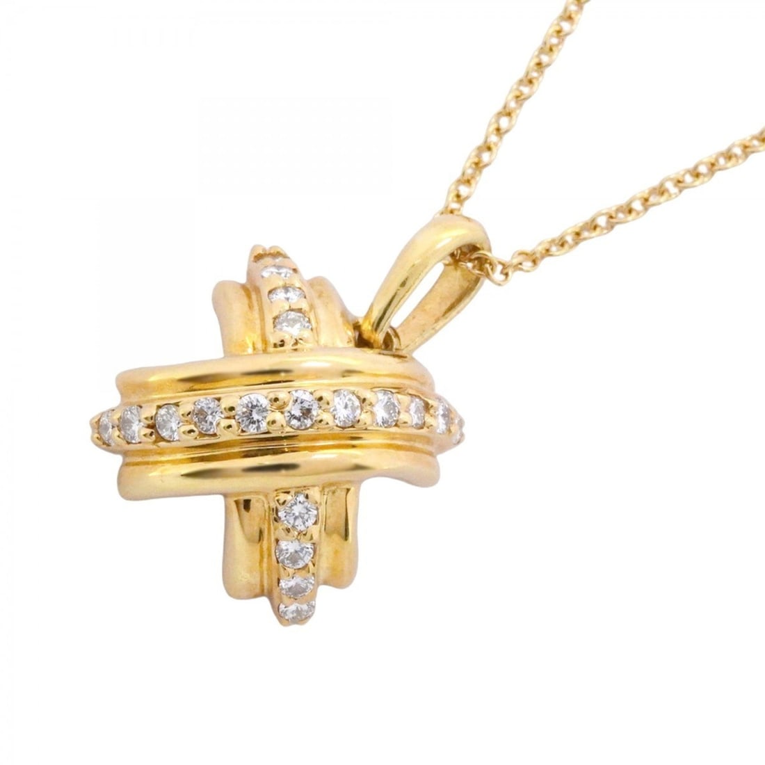 Tiffany & Co. Signature Necklace, 18K Yellow Gold, Diamond, Women's: --- Catalog ---Category: SizePendant Size: 17.2mm x 11.6mm / 0.67'' x 0.45''Neck Circumference: 41 cm / 16.14''Category: DesignStone: DiamondGender: WomenMaterial: Yellow gold (18K)Necklace Type: Neck