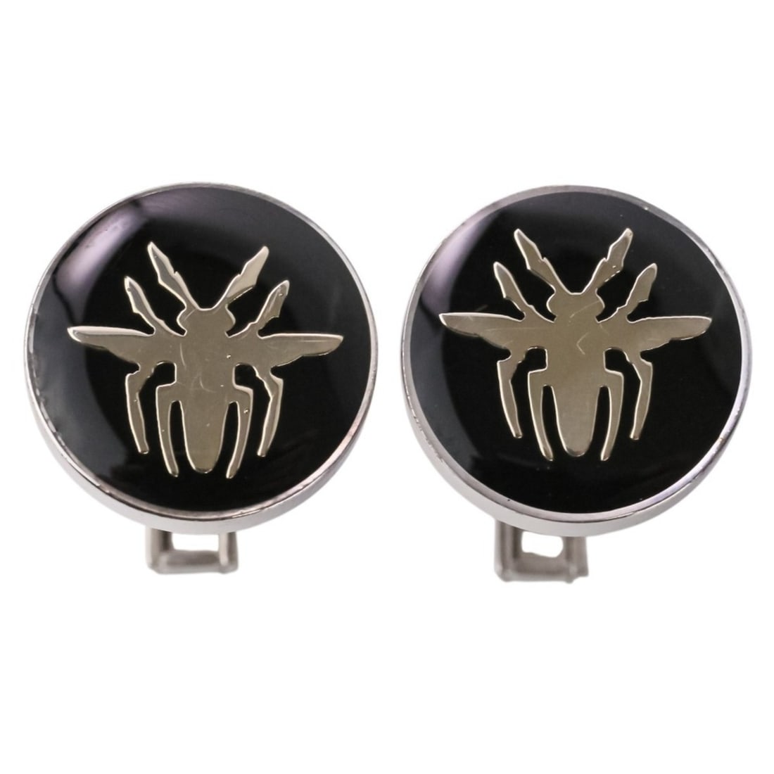 DIOR HOMME AG925 Bee Cufflinks, Black and Silver Color, Men's: --- Catalog ---Category: SizeSize (HxWxD): 20.00mm x 16.00mm / 0.79'' x 0.63''Category: DesignType: Stud/buttonColor: BlackGender: MenMaterial: Silver 925Category: GeneralBrand: Dior Homme--- Item Lis