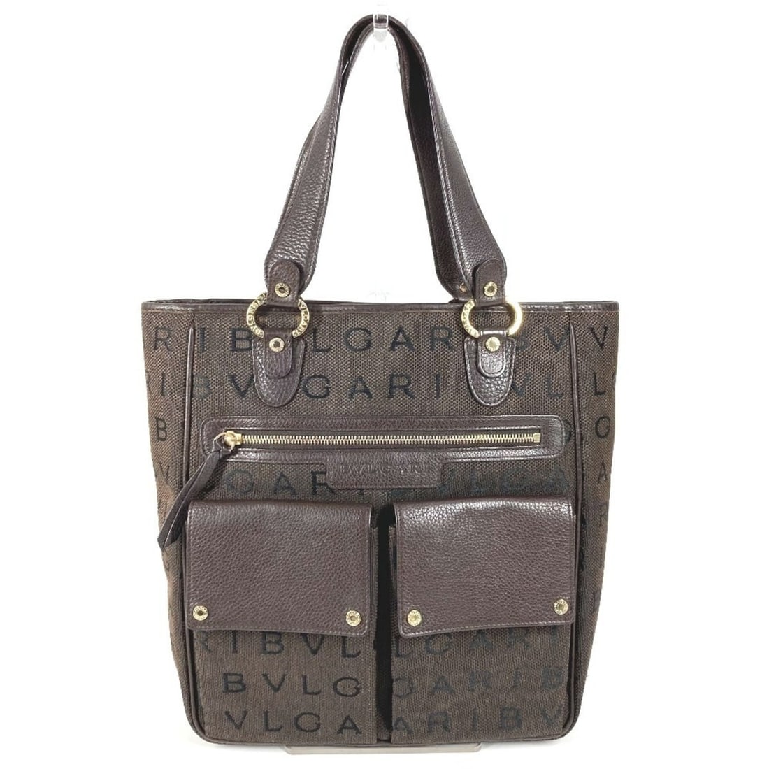 BVLGARI Logomania Tote Bag, Shoulder Leather, Canvas, Men's, Women's, Brown: --- Catalog ---Category: SizeSize (HxWxD): 33cm x 28cm x 10cm / 12.99'' x 11.02'' x 3.93''Category: DesignType: Shoulder bag, Tote bagColor: BrownGender: Men,WomenMaterial: Leather Category: GeneralBr