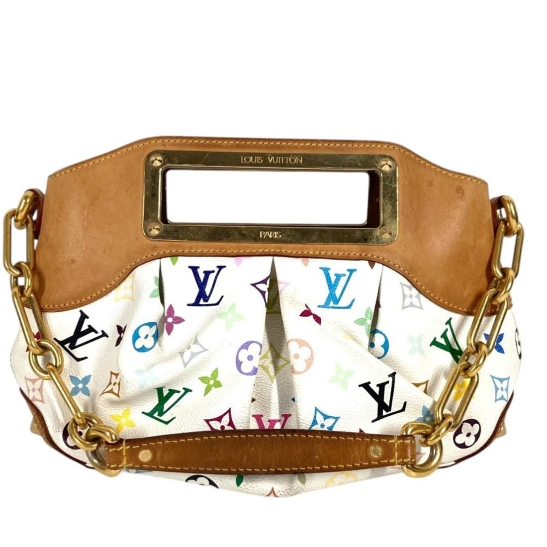 LOUIS VUITTON M40257 Monogram Multicolor Judy PM Bag, 2-way bag, shoulder chain handbag, canvas,: --- Catalog ---Category: SizeSize (HxWxD): 18cm x 27cm x 8.5cm / 7.08'' x 10.62'' x 3.34''Category: DesignType: Handbag, Shoulder bagColor: Monogram, Multi-color, WhiteGender: WomenMaterial: Monogram