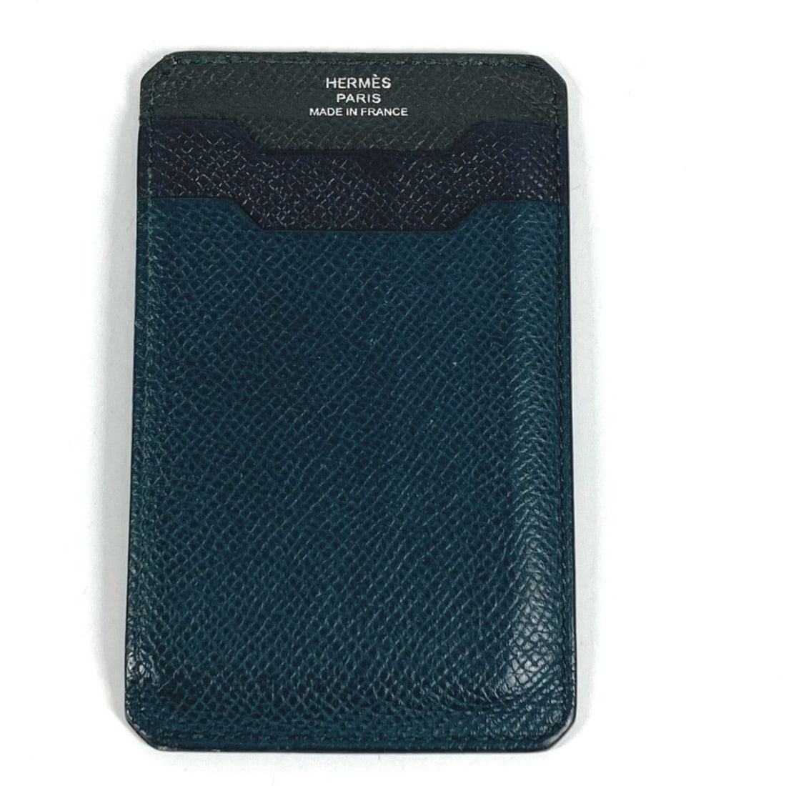 HERMES City 3CC Logo Business Card Holder/Pass Case, Tricolor, Epsom Leather, Black: --- Catalog ---Category: DesignType: Business card caseColor: Black, Green, NavyGender: Men,WomenMaterial: Epsom leather Category: GeneralBrand: HermesCountry of Origin: FranceCategory: Physical Prope