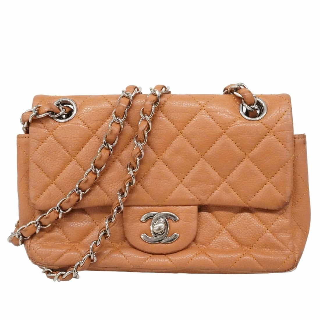 Chanel Matelassé Shoulder Bag, Double Chain, Caviar Leather, Brown, Women's: --- Catalog ---Category: SizeSize (HxWxD): 13cm x 19.5cm x 6cm / 5.11'' x 7.67'' x 2.36''Category: DesignType: Shoulder bagColor: BrownGender: WomenMaterial: Grained Calfskin Hardware Color: SilverCat