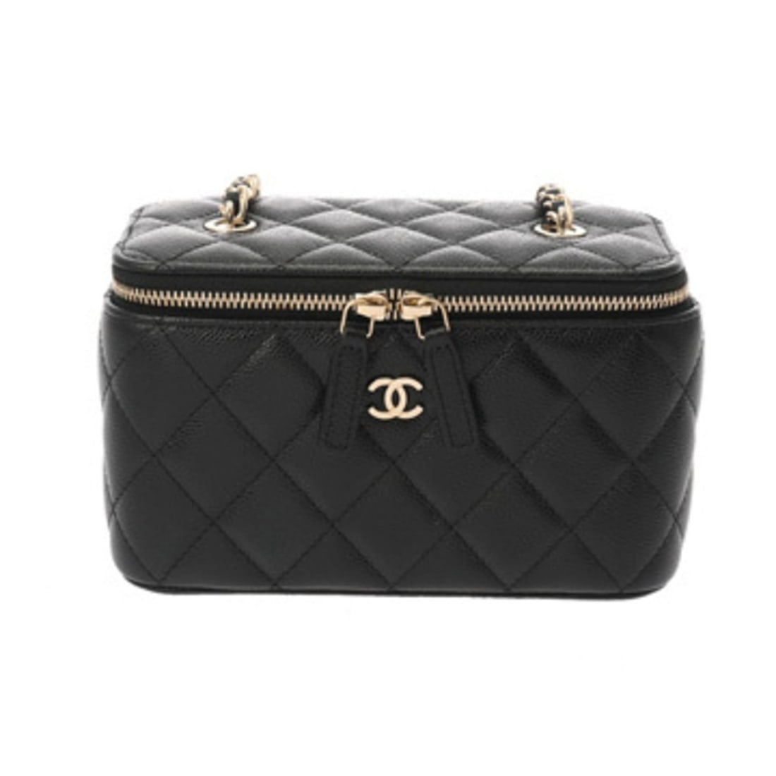 CHANEL Matelassé Classic Long Vanity Case, Black AP1341, Women's, Caviar Skin, Bag, Grade A, Used,: --- Catalog ---Category: SizeSize (HxWxD): 10cm x 16cm x 8cm / 3.93'' x 6.29'' x 3.14''Category: DesignType: Vanity bagColor: BlackGender: WomenMaterial: Grained Calfskin Hardware Color: Champagne gol