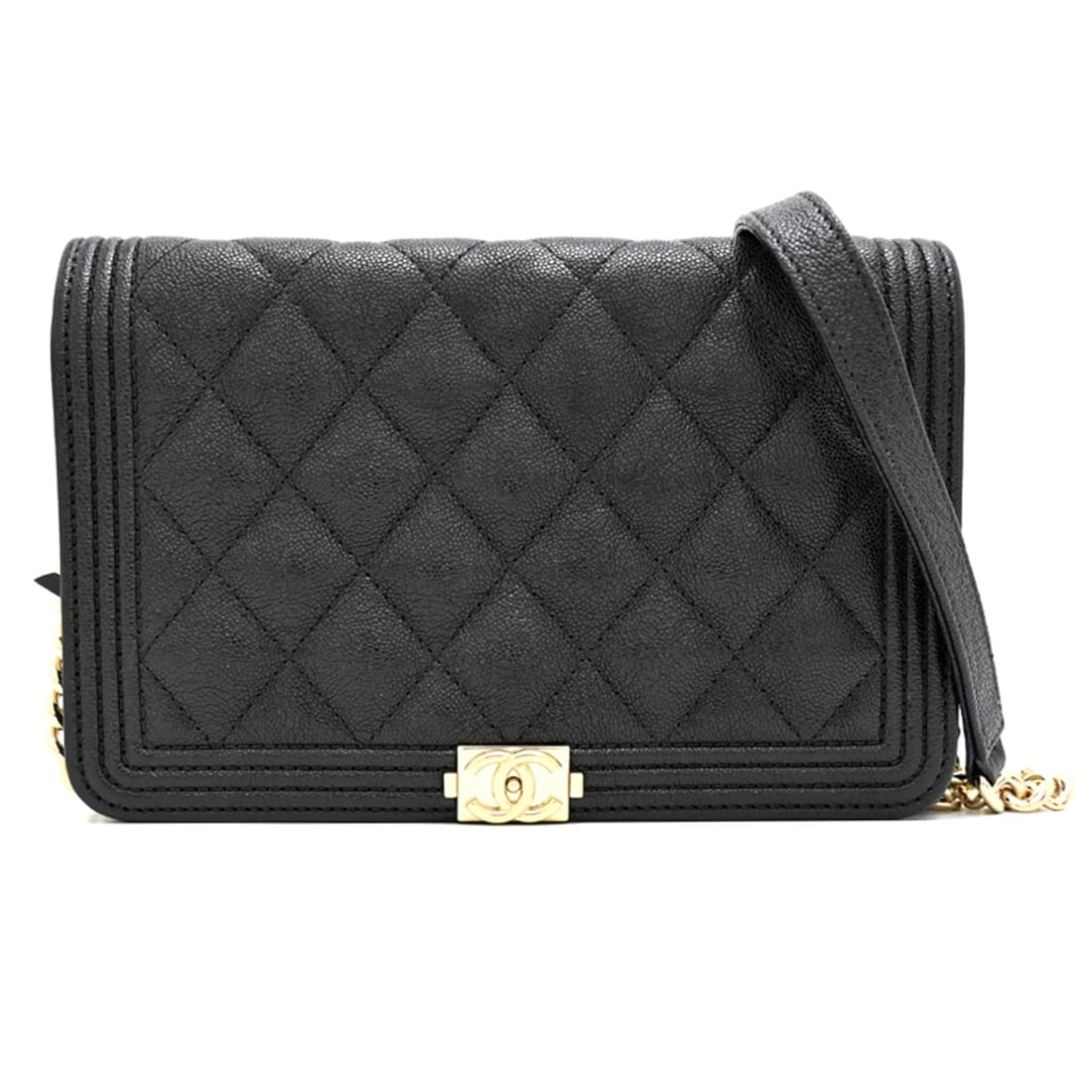 Chanel Boy Chain Wallet for Women, AP1117, Caviar Leather, Black: --- Catalog ---Category: SizeSize (HxWxD): 12cm x 19cm x 3.5cm / 4.72'' x 7.48'' x 1.37''Category: DesignType: Chain/Shoulder walletColor: BlackGender: WomenMaterial: Grained Calfskin Category: Genera