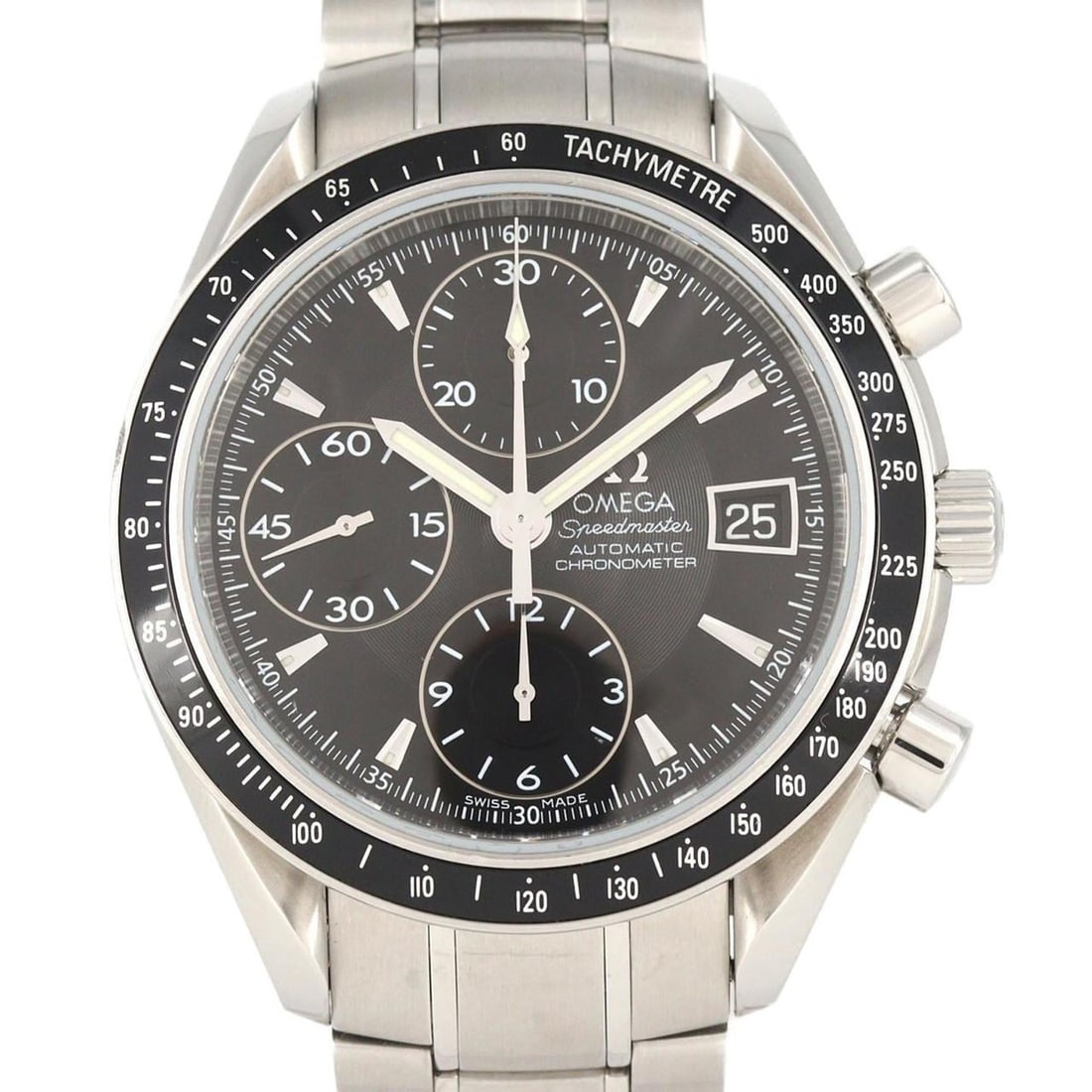 Omega Speedmaster Date 3210.50 Stainless Steel Automatic Watch: --- Catalog ---Category: SizeWrist Size: 18cm / 7.08''Case Diameter: 40mm / 1.57''Category: DesignType: WristwatchGender: MenColor (Dial): BlackMaterial (Band): Stainless steelMaterial (Case): Stainle