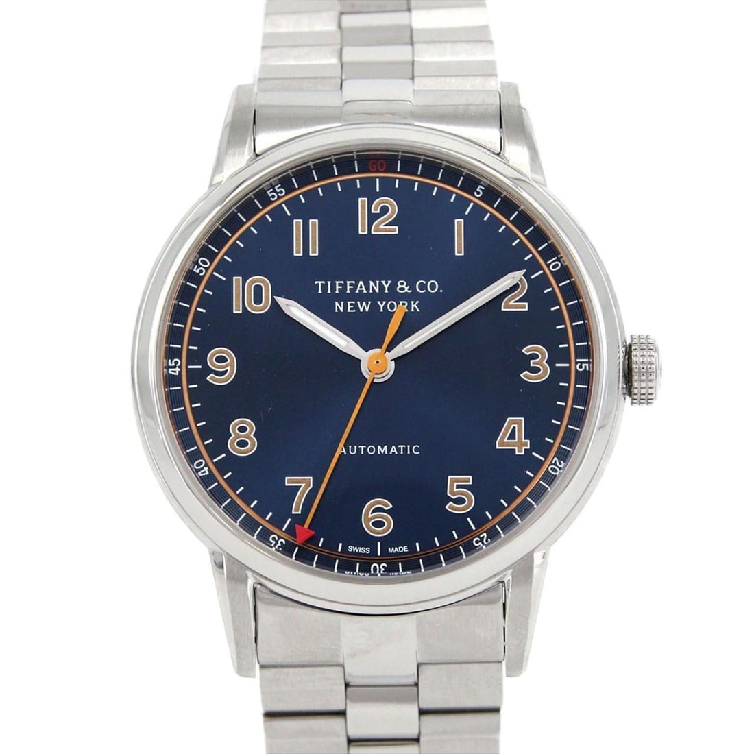 Tiffany & Co. CT60 34668337 Stainless Steel Automatic Watch: --- Catalog ---Category: SizeWrist Size: 19.5cm / 7.67''Case Diameter: 34mm / 1.34''Category: DesignType: WristwatchGender: WomenColor (Dial): BlueMaterial (Band): Stainless steelMaterial (Case): Stai