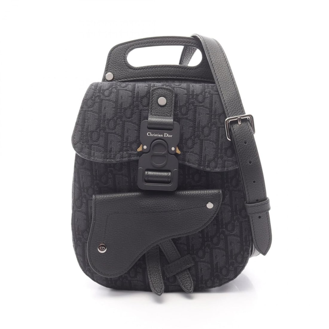 Christian Dior Dior Gallop Oblique Backpack/Handbag, Canvas and Leather, Men's, Navy/Black, 1ADBA086: --- Catalog ---Category: SizeSize (HxWxD): 24cm x 16cm x 9cm / 9.44'' x 6.29'' x 3.54''Category: DesignType: BackpackColor: Black, NavyGender: Men,WomenMaterial: Canvas , Leather Category: GeneralMPN: