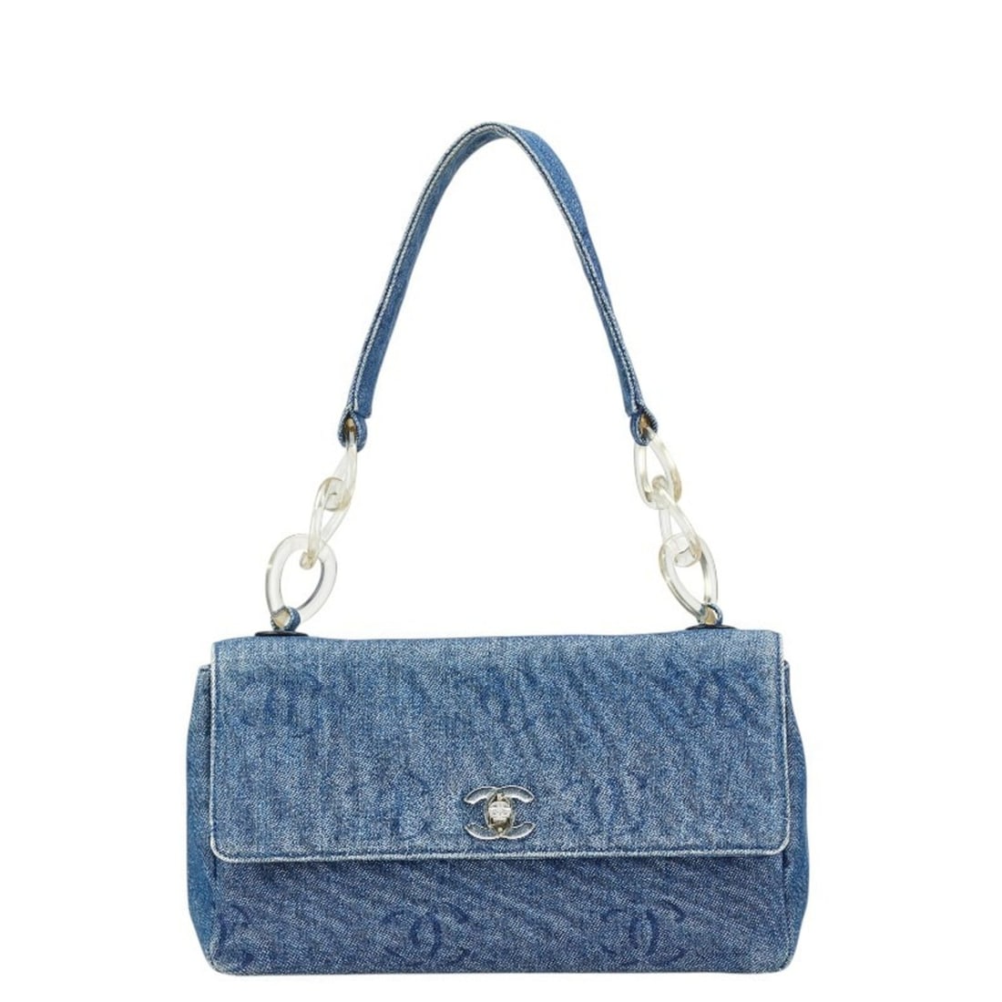 Chanel Coco Mark Shoulder Bag, Indigo Blue Denim, Women's CHANEL: --- Catalog ---Category: SizeStrap Drop: 24cm / 9.44''Size (HxWxD): 16cm x 27.5cm x 7.5cm / 6.29'' x 10.82'' x 2.95''Category: DesignType: Shoulder bagGender: WomenClosure: Turn lockMaterial: Denim Ca