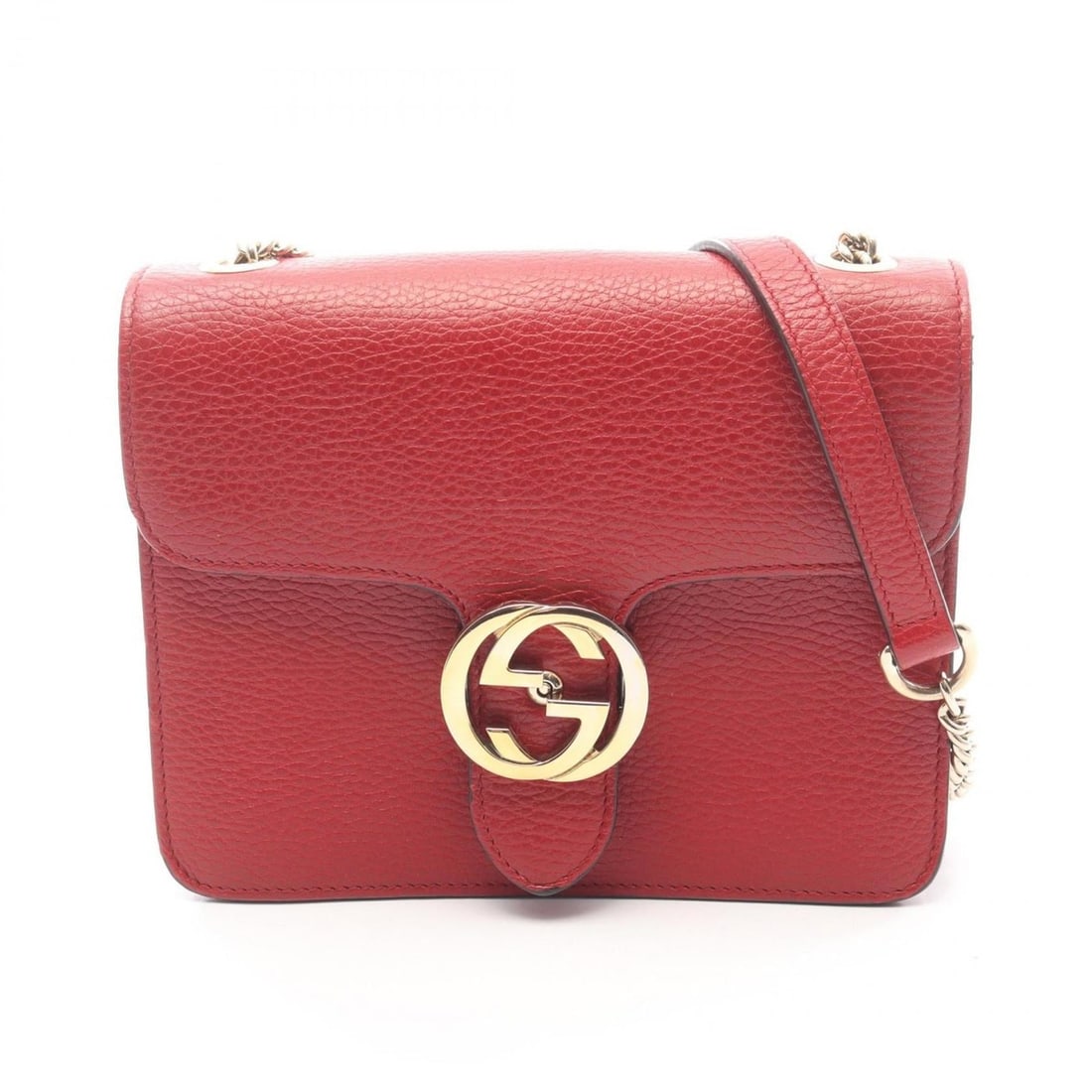 Gucci Interlocking G Shoulder Bag Handbag Leather Women's Red 510304 (1 of 20)